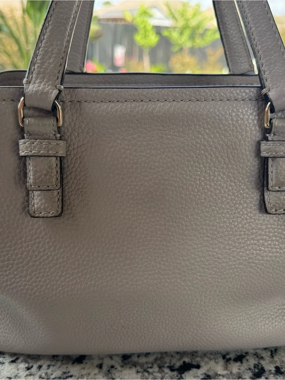 kate spade Gray Pebbled Leather Satchel with Crossbody Strap